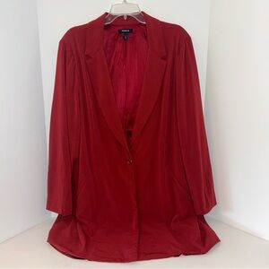 Torrid Longline Crepe dark red 1 Button Blazer Suit Jacket‎ Womens Plus Size 4
